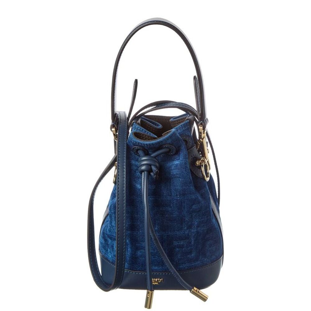 Fendi Mon Tresor Mini Leather Bucket Bag, Blue